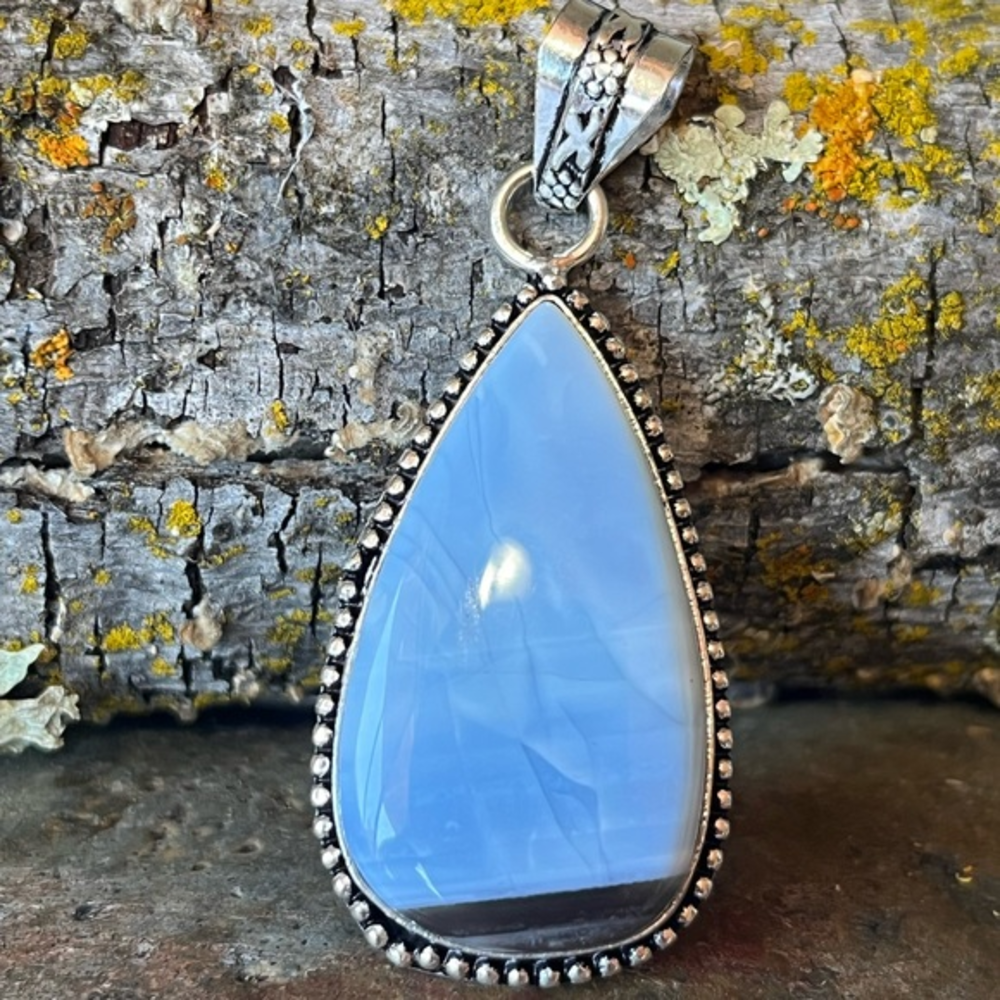 925 Silver teardrop plated Owyhee Opal Pendant